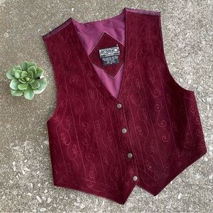 Agapo Collection | Vintage Western Outlaw Rodeo Style Embroidered Leather Vest